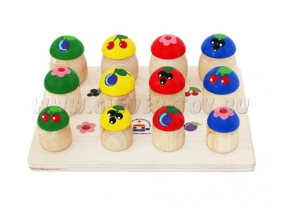 Набор деревянный "Грибочки" 12 штук