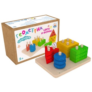 Пирамидка деревянная "Геометрик. Цвета и формы" (остатки)
