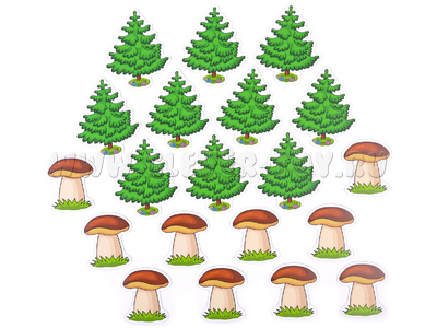 Набор магнитных карточек для устного счёта: "Ёлочки и грибы"* Набор магнитных карточек для устного счёта: "Ёлочки и грибы"*